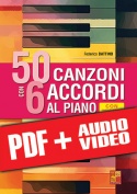 50 canzoni con 6 accordi al pianoforte (pdf + mp3 + video)